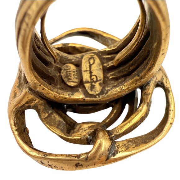 Oscar de la Renta Abstract Rose Statement Ring Gold-Tone Adjustable Size 4.5-5.5 - Picture 3 of 6